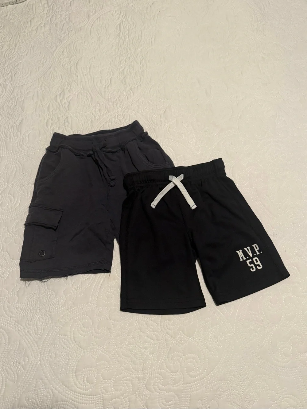 2 pair of kids shorts - Carter's black mvp 59 and Mish Boys 100% cotton gray